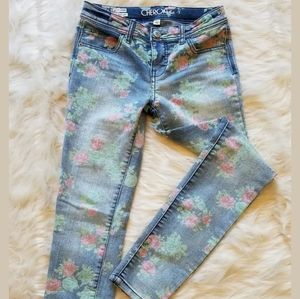 Cherokee Faded Denim Roses Super Skinny Jeans